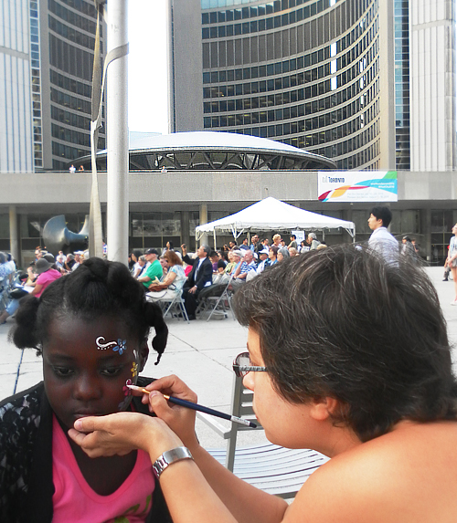 Dina at work - Nathan Phillips Square